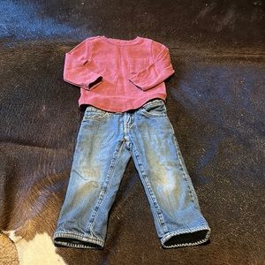 Lined jeans and a long sleeve shirt